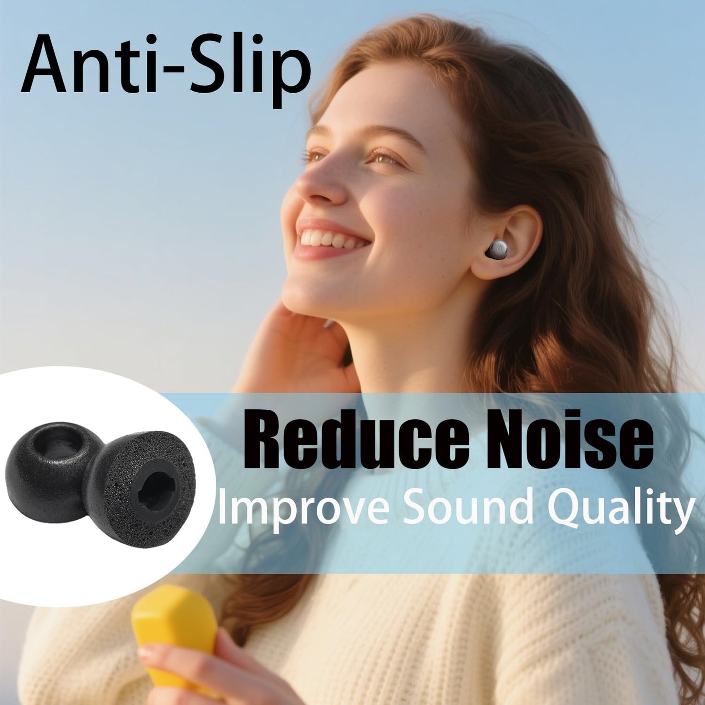 Memory Foam Ear Tips for Google Pixel Buds Pro 2 - Noise Isolating Replacement Earbud Tips, Soft Comfort Fit & Superior Sound Works with Pixel Buds