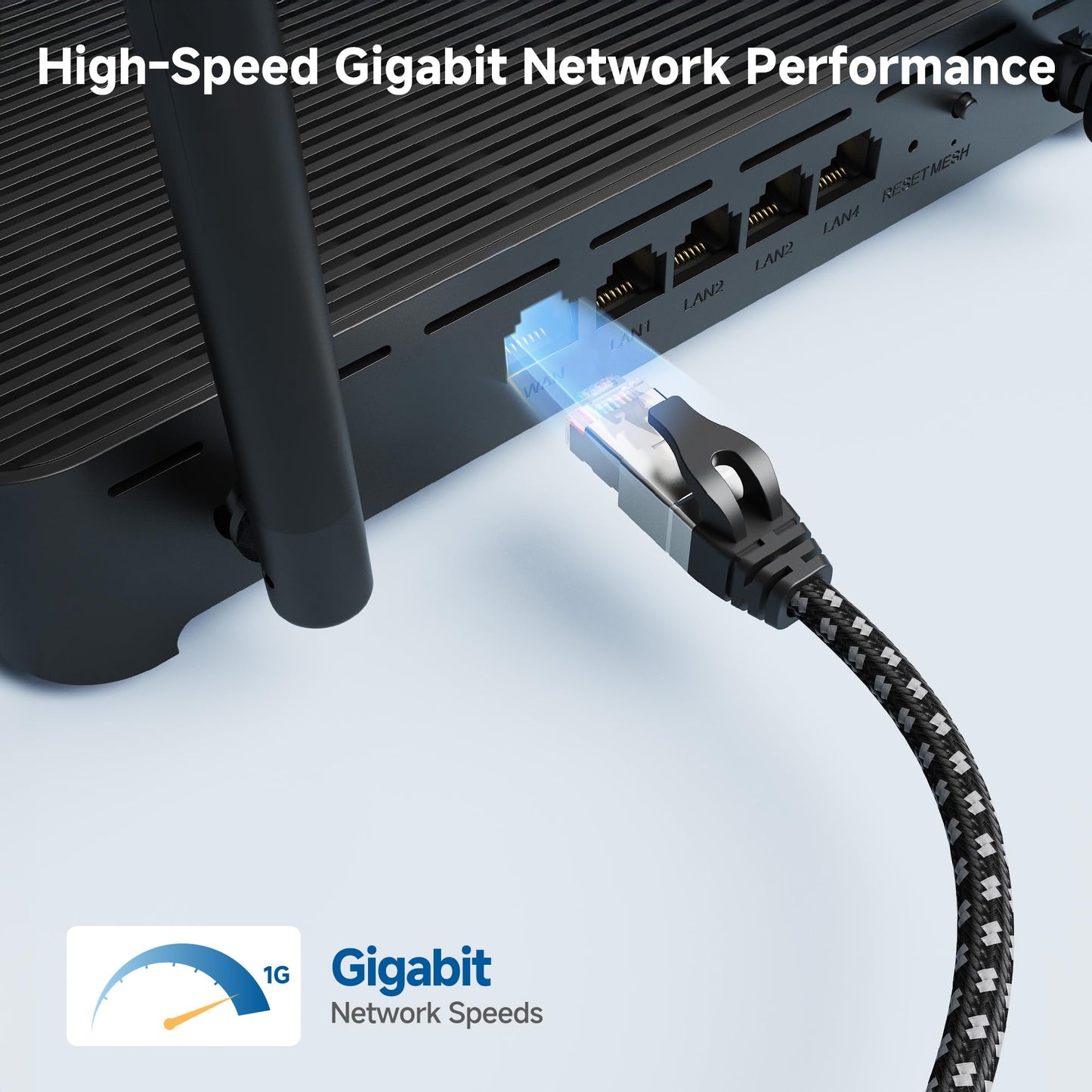 Cable Matters Plug & Play Braided USB C to Ethernet Cable - 10ft, Gigabit Ethernet to USB C Cable, Thunderbolt 4/5 Compatible, Ideal for MacBook, iPad