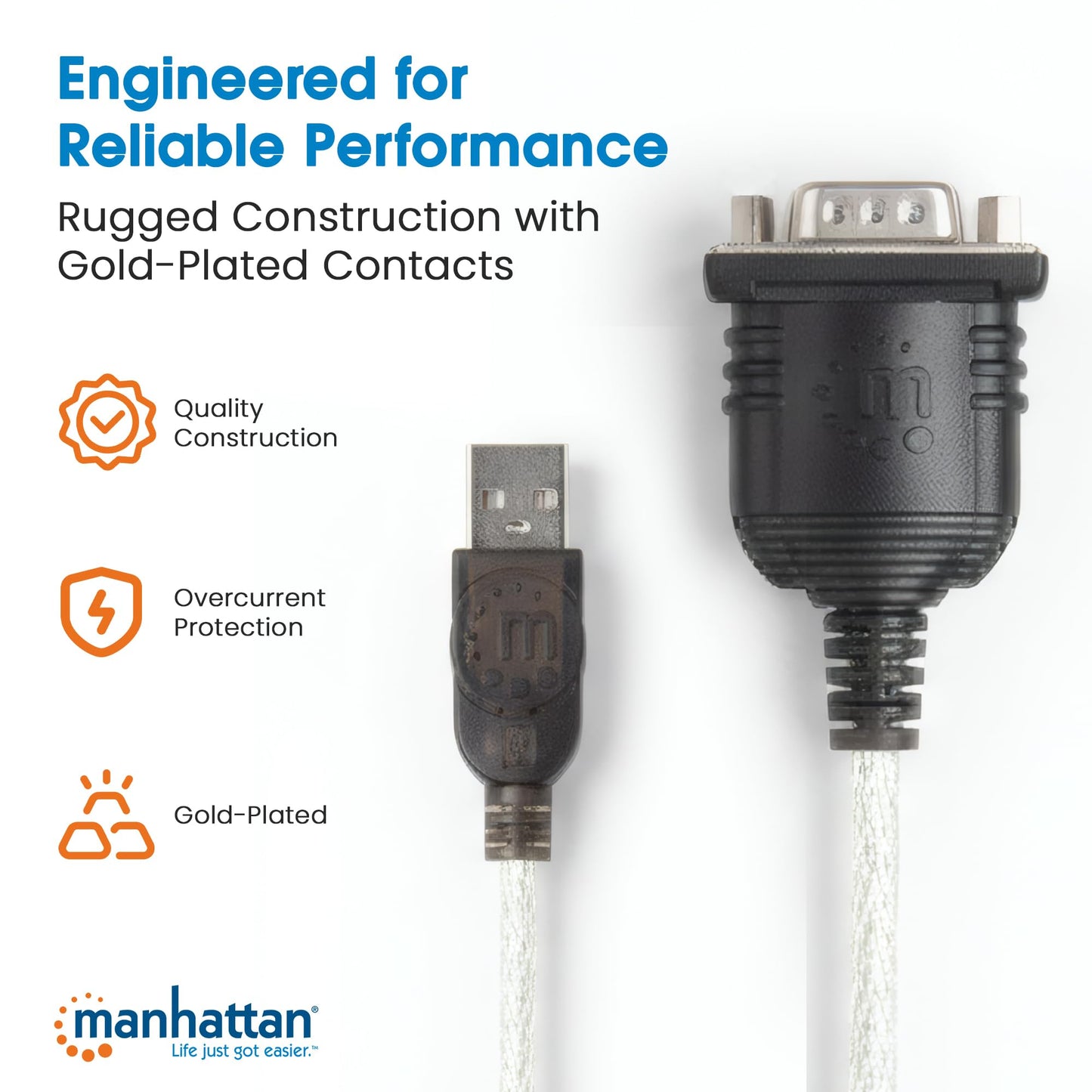 Manhattan USB to Serial Converter Connects One Serial Device to A USB Port (205146)