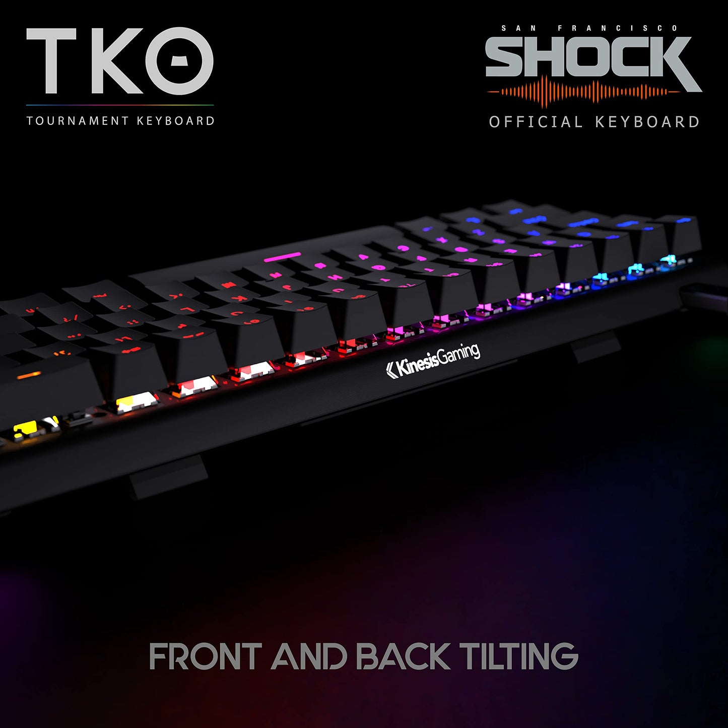 KINESIS Gaming TKO Mechanical Keyboard | Clicky White Switches | 60% Layout | Split Spacebar | Hotswap | PBT Keycaps | Aluminum Body | SF Shock