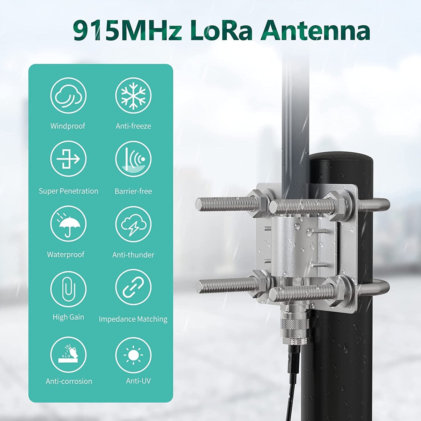 GTOMNI Meshtastic 915MHz Lora Antenna Fiberglass Antenna 915MHz with 16.4Ft Low Loss 3D-FB RG58 Cable for Helium Hotspot RAK Nebra Bobcat 300 Hotspot