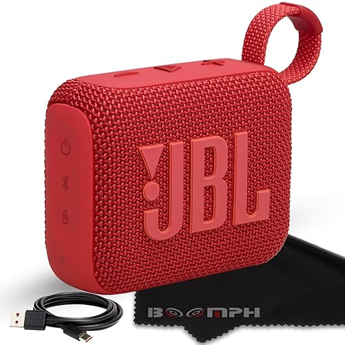 JBL Go 4 Portable Bluetooth Wireless Speaker, IP67 Waterproof and Dustproof Built-in Battery - Red - Boomph's Comprehensive Ultimate Performance Cloth