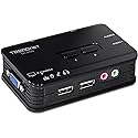 TRENDnet 2-Port USB KVM Switch Kit with Audio, TK-209K, Control Up to 2 Computers, Windows, Linux, Mac OS Compliant, 2048 x 1536 VGA Resolution, NDAA