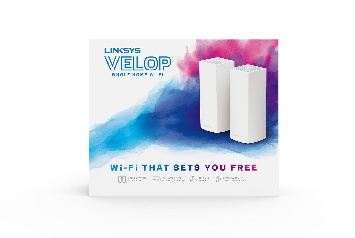 Linksys Velop Tri-Band AC4400 Whole Home WiFi Mesh System- 2-Pack (Coverage up to 4000 sq. ft)