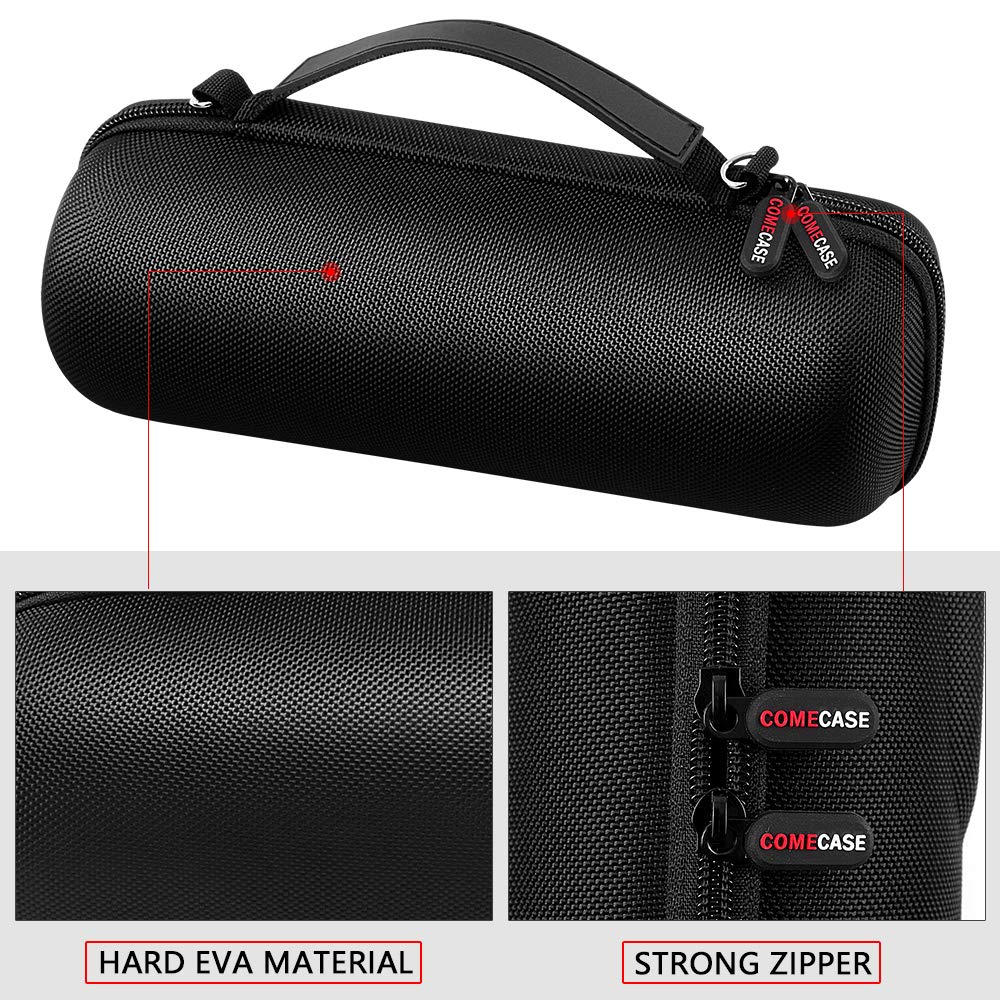 Comecase Hard Travel Case for JBL Charge 4/ Charge 5 Waterproof Bluetooth Speaker. Carrying Storage Bag Fits Charger and USB Cable (Case Only) - Black
