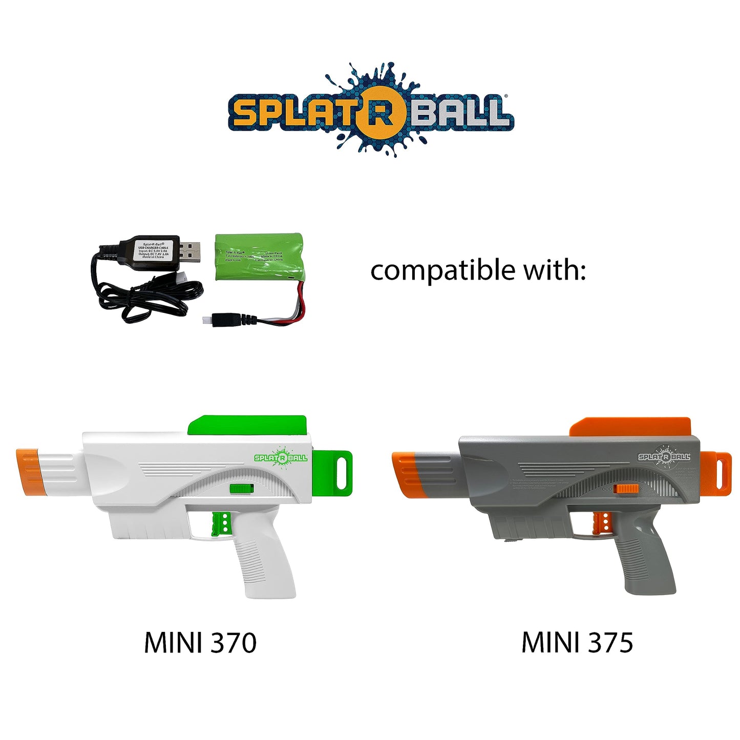SplatRBall 7.4V 500mAh Rechargeable Battery with Charging Cable