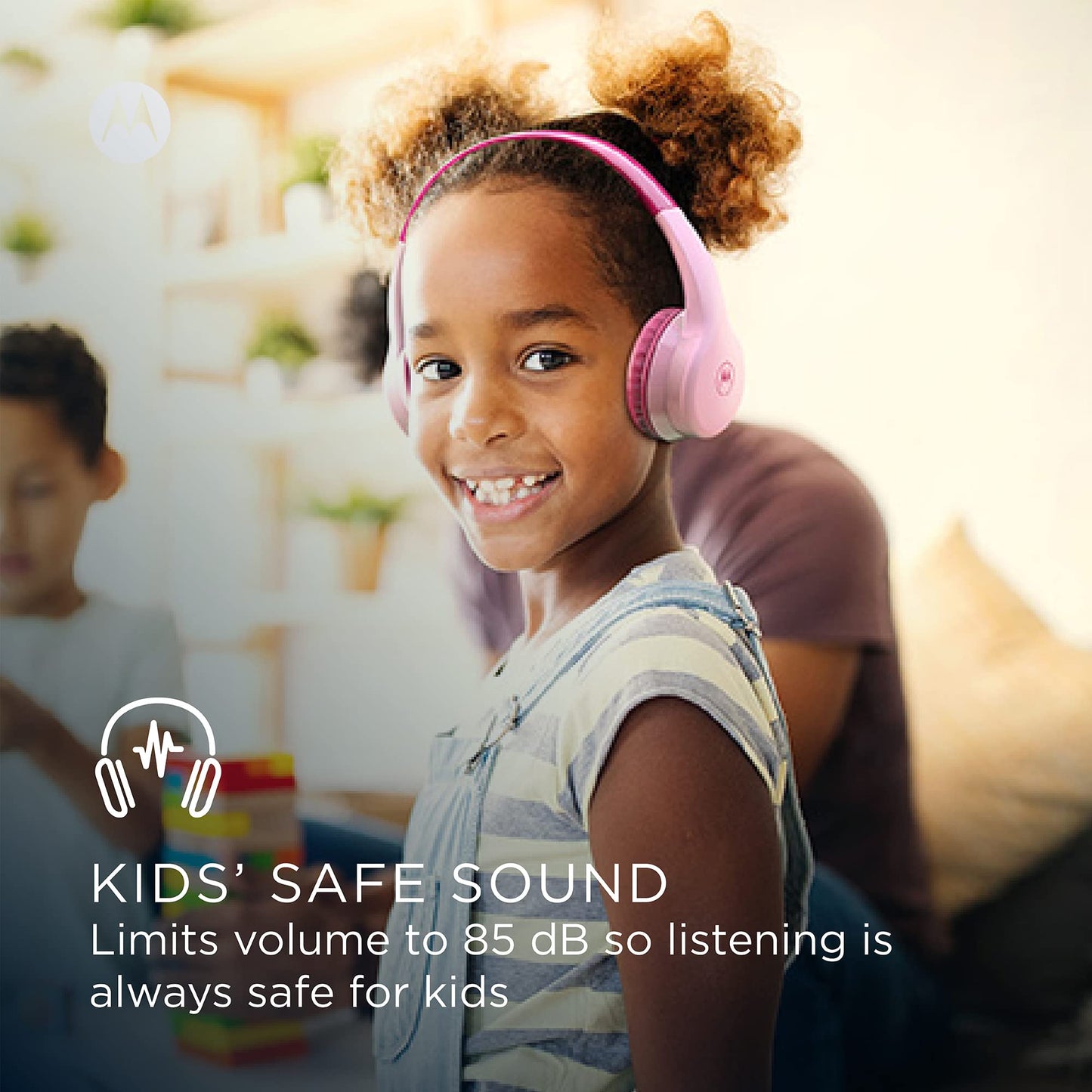 Motorola Sound JR300 Bluetooth Wireless Toddler Headphones with Microphone - Over Ear Kids Bluetooth Headphones with Safe Volume Limit 85dB, Audio…
