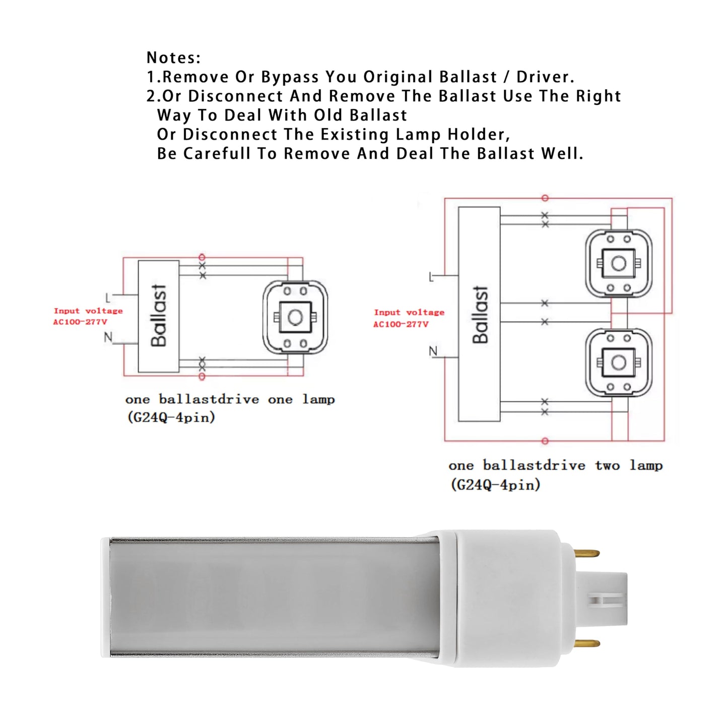 QLEE Gx24q 4 Pin LED Light Bulb Retrofit GX24 LED PL-C Recessed Lamp Replacement Fluorescent G24q-1 13W G24q-2 Gx24q-3 660 Lm 314° Rotate Recessed