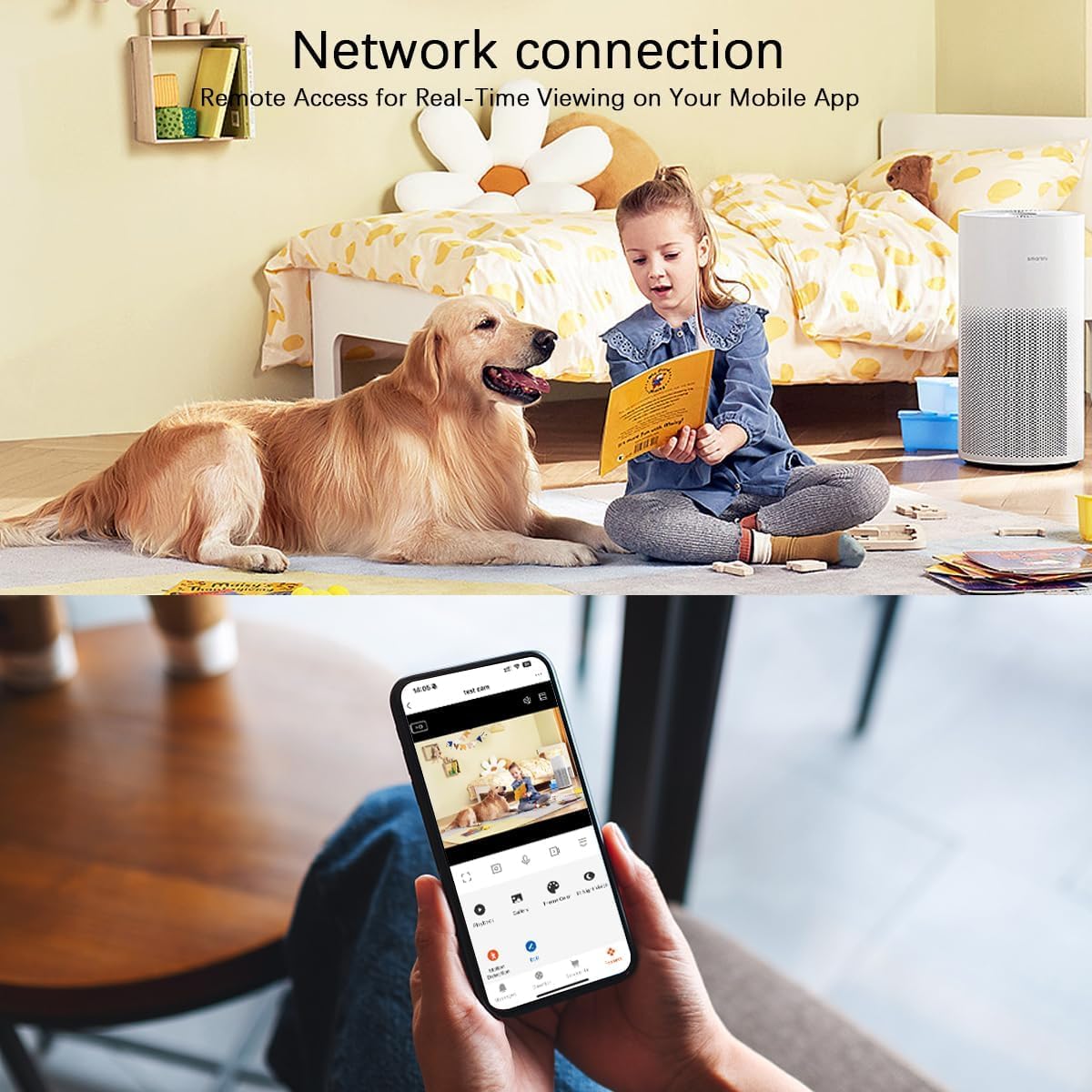 kelucimy Indoor Security Camera with Clock,HD1080P,Motion Detection,Wireless WiFi,Night Vision,160° Wide-Angle View,Phone App,24/7 Surveillance