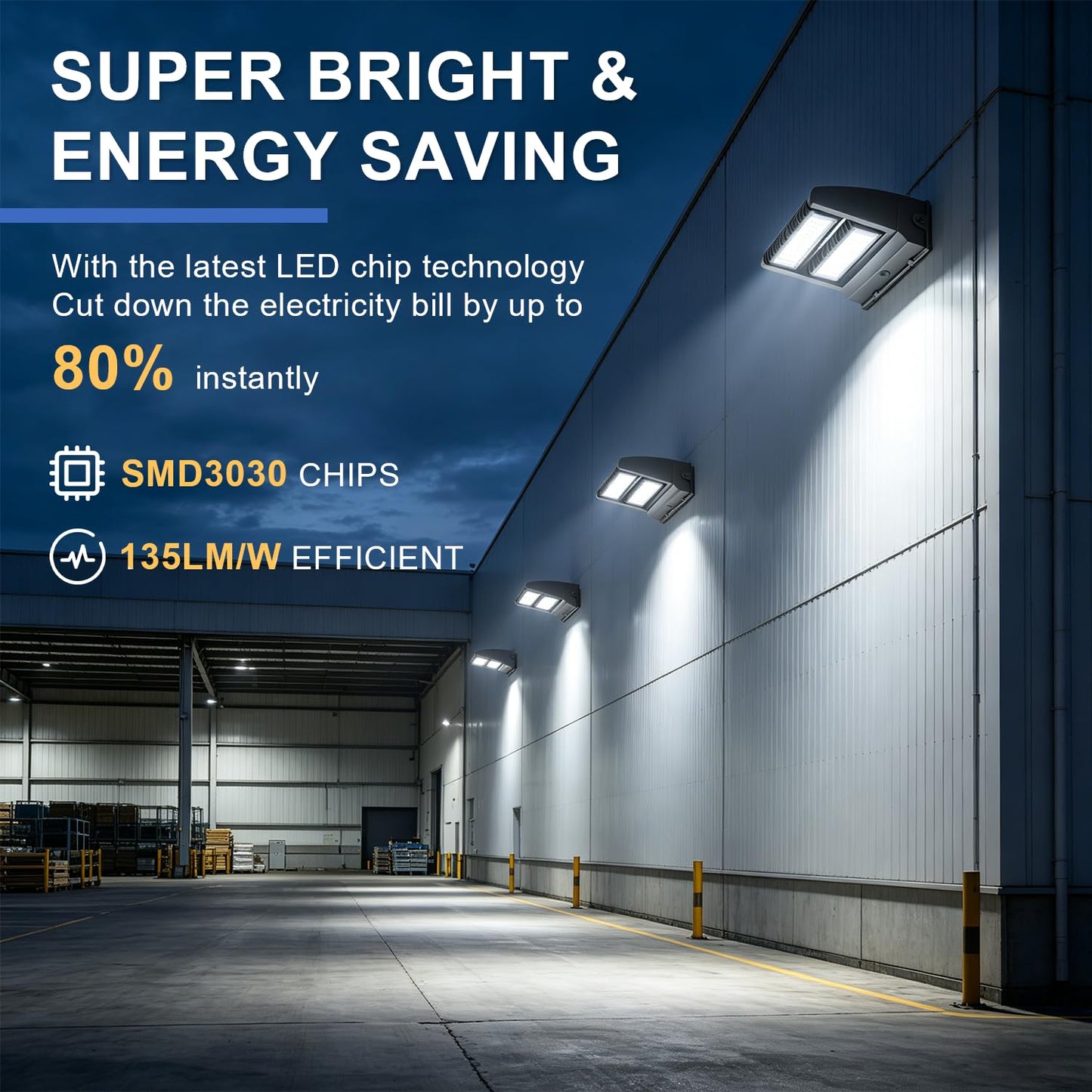 LED Wall Pack Light Outdoor 5400LM 40W, 5000K Daylight Security Light, Adjustable 0°-270°, IP65 Waterproof Outdoor Wall Lighting Fixture, Replaces