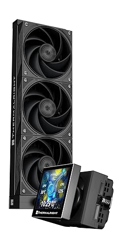 Thermalright Stream Vision 360 Black-360mm AIO CPU Liquid Cooler,3.5’’Square LCD Display for Images,Magnetic Suction High-Performance Pump for 640x480