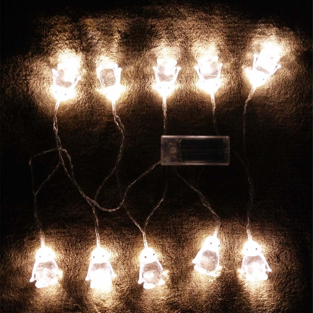 Penfly 1.65M 10LEDs Decorative Penguin Shape Fairy Romantic Night Lamp Mood Night Light for Home Bedroom Wedding Party Babyroom Child(Warm White)