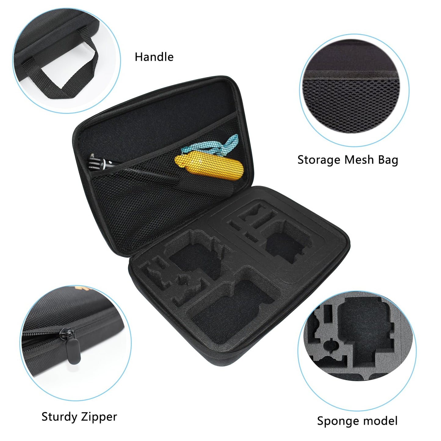 Large Camera Carrying Case Compatible with Gopro Hero 13 12 11 10 9 8 7/AKASO EK7000 Brave 4 Brave 7 V50X/DJI Action 5