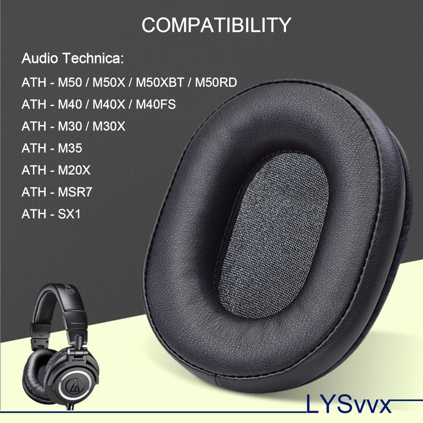ATH-M50X Ear Pads - Replacement Earpads for Audio Technica ATH M50XBT M50RD M40X M30X M20X MSR7 SX1 Headphones(Black)