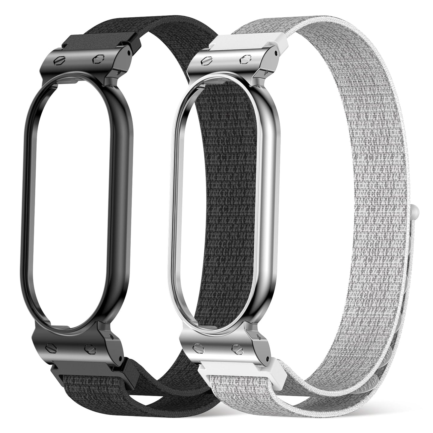 BLIKEJIN Nylon Loop Strap for PLAUD NotePin Ai/NotePin S Ai Adjustable Soft Fabric Wristband Comfortable Breathable (Black+Silver)