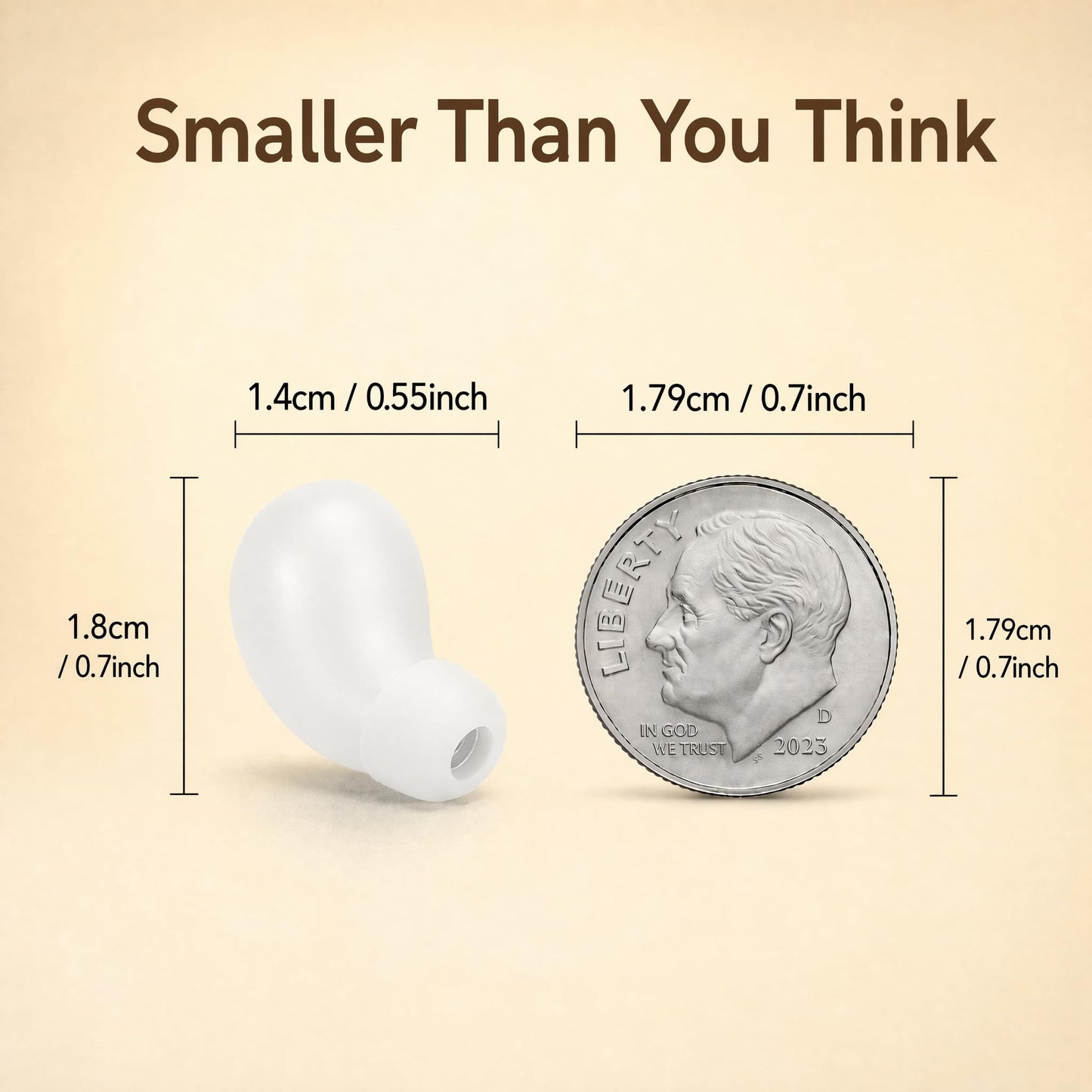 Honcas Mini Invisible Bluetooth Earbuds, Wireless for Small Ears (White)