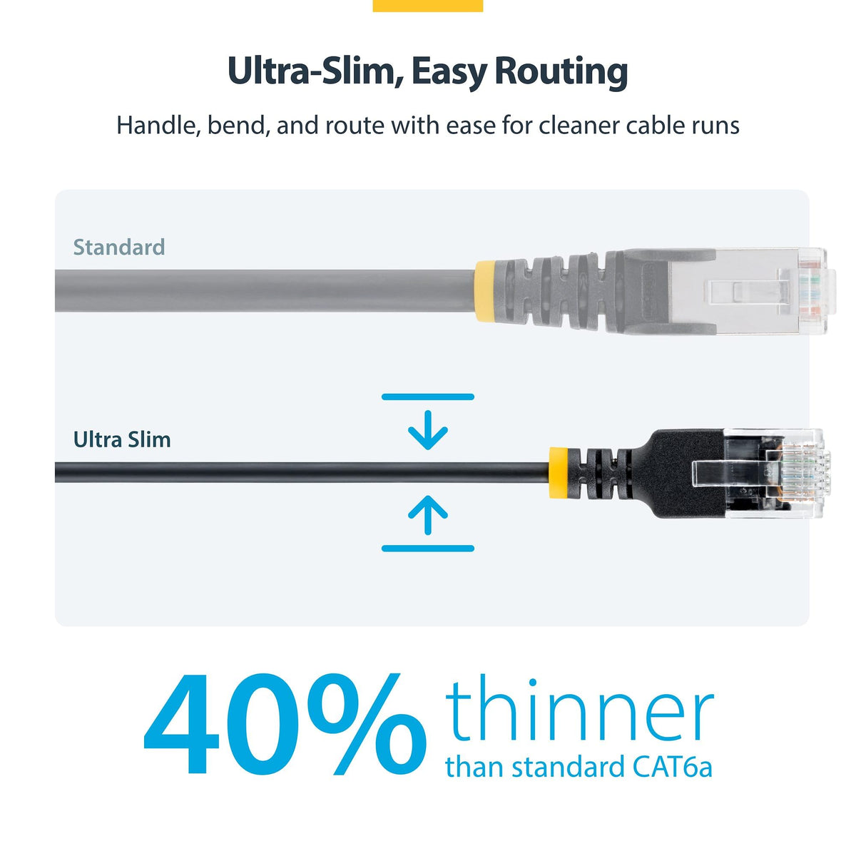 StarTech 1ft Black Ultra Slim Cat6A Ethernet Cable, 10 Pack, UTP, Pure Bare Copper Wire, 34AWG Ultra Slim RJ45 Network Patch Cord