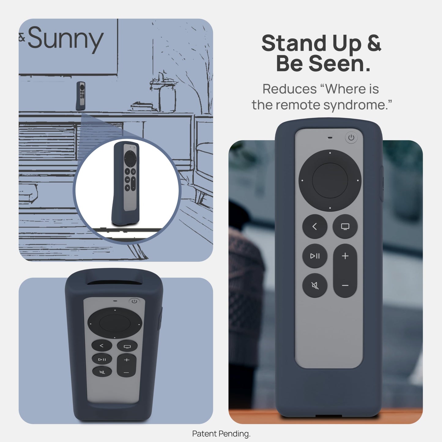 GripStand™ Scratch-Resistant Silicone Remote Cover for Apple TV - Compatible with AirTag, Fits Siri Apple TV 4K/HD (2nd & 3rd Gen), Stand-Up Design