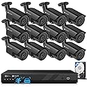 4COVR 16 Channel Security Camera System, Human/Vehicle Detection, Night Vision, 16CH 4K NVR 4TB HDD, 12Pcs 8MP Wired Commercial Bullet PoE IP Camera