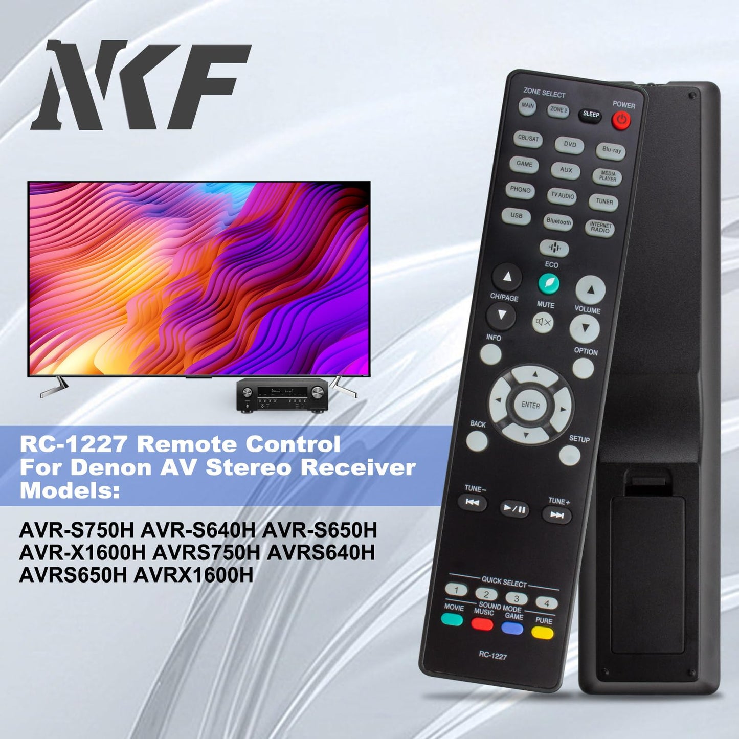 RC-1227 Remote Control for Denon AV Receiver Remote Replacement AVR-X1500H AVR-X1600H AVR-X1700H AVR-S750H AVR-S740H AVR-X2100W AVR-X2600H AVR-S920W