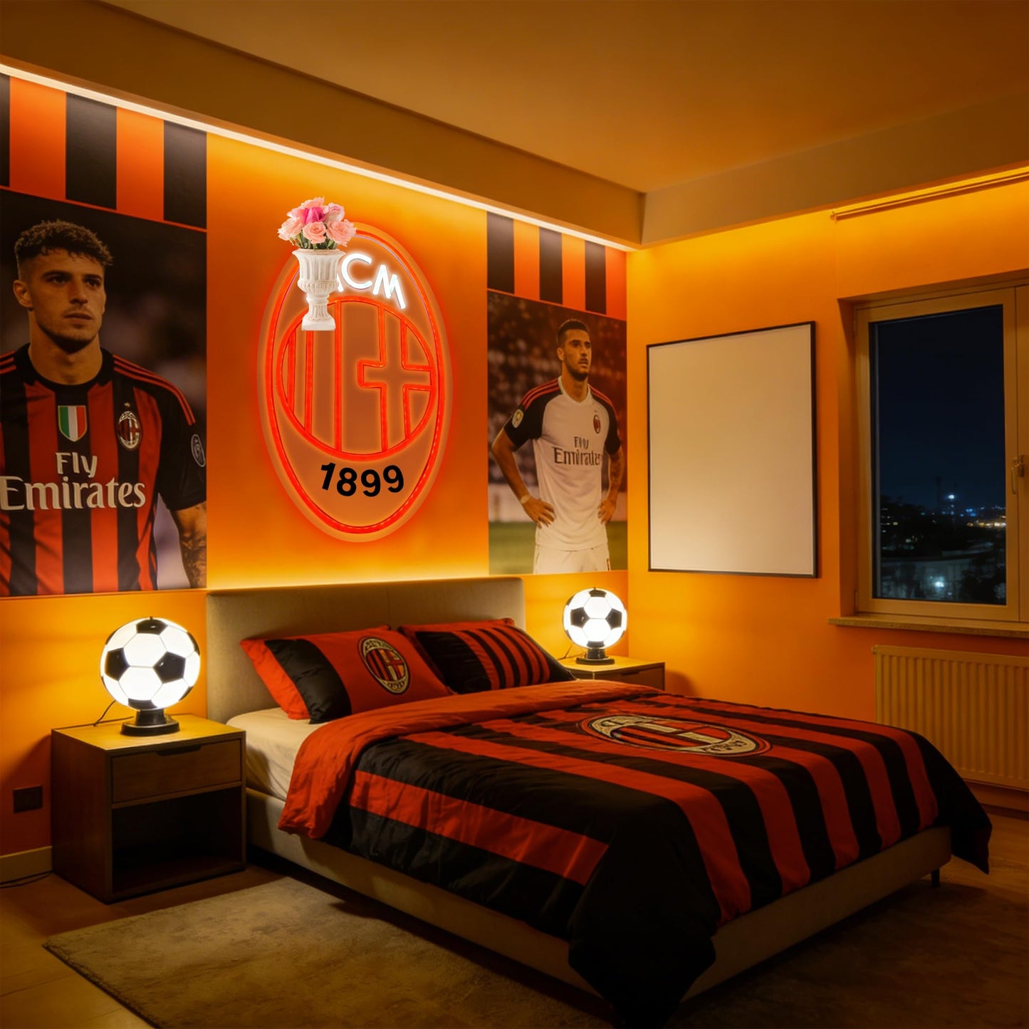 Soccer Team Neon Sign, Cool Dimmable Light Up Football Team Hanging USB Powered for Wall Decor, Man Cave, Bedroom, Bar, Game Room, Garage Deco