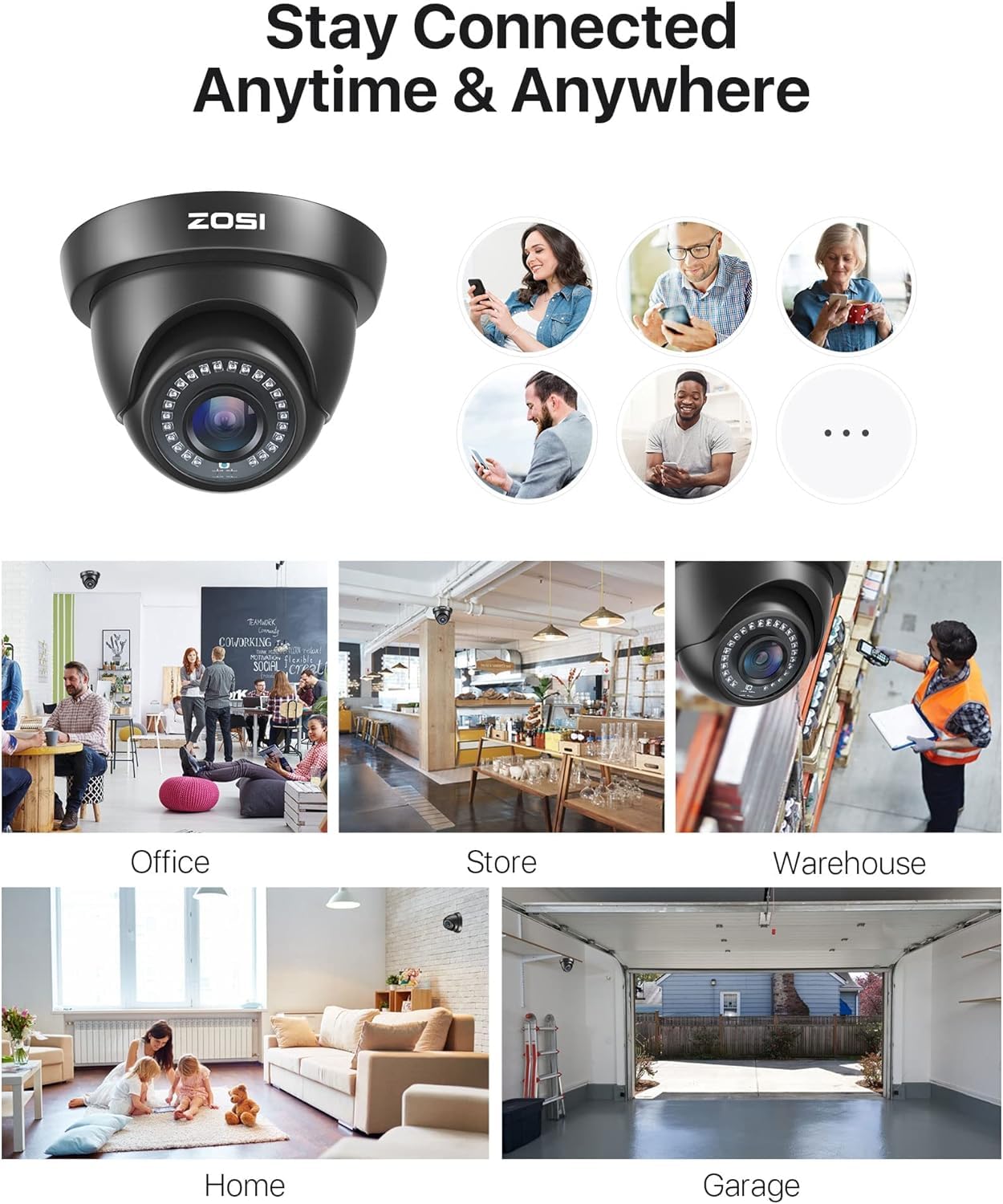 ZOSI 4 Pack 1080P 1920TVL HD-TVI Dome Security Cameras,Night Vision,2MP Indoor Outdoor Home Surveillance CCTV Camera for 1080P/5MP/4K TVI Analog DVR