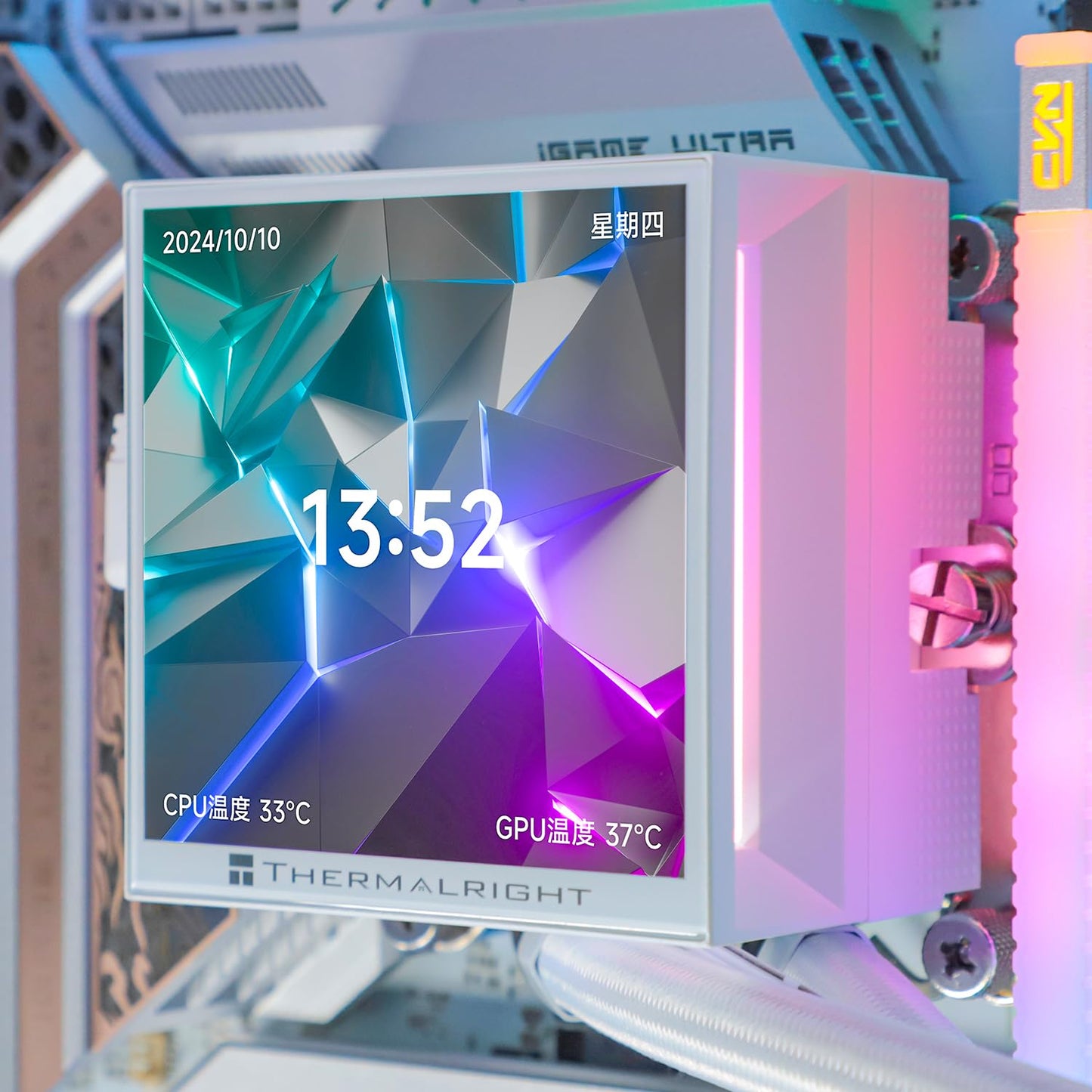 Thermalright Hyper Vision 360 UB ARGB White CPU Water Cooler,360mm Aio,IPS LCD Screen with 480x480 Resolution,Magnetic Panel Screen,Liquid CPU Cooler