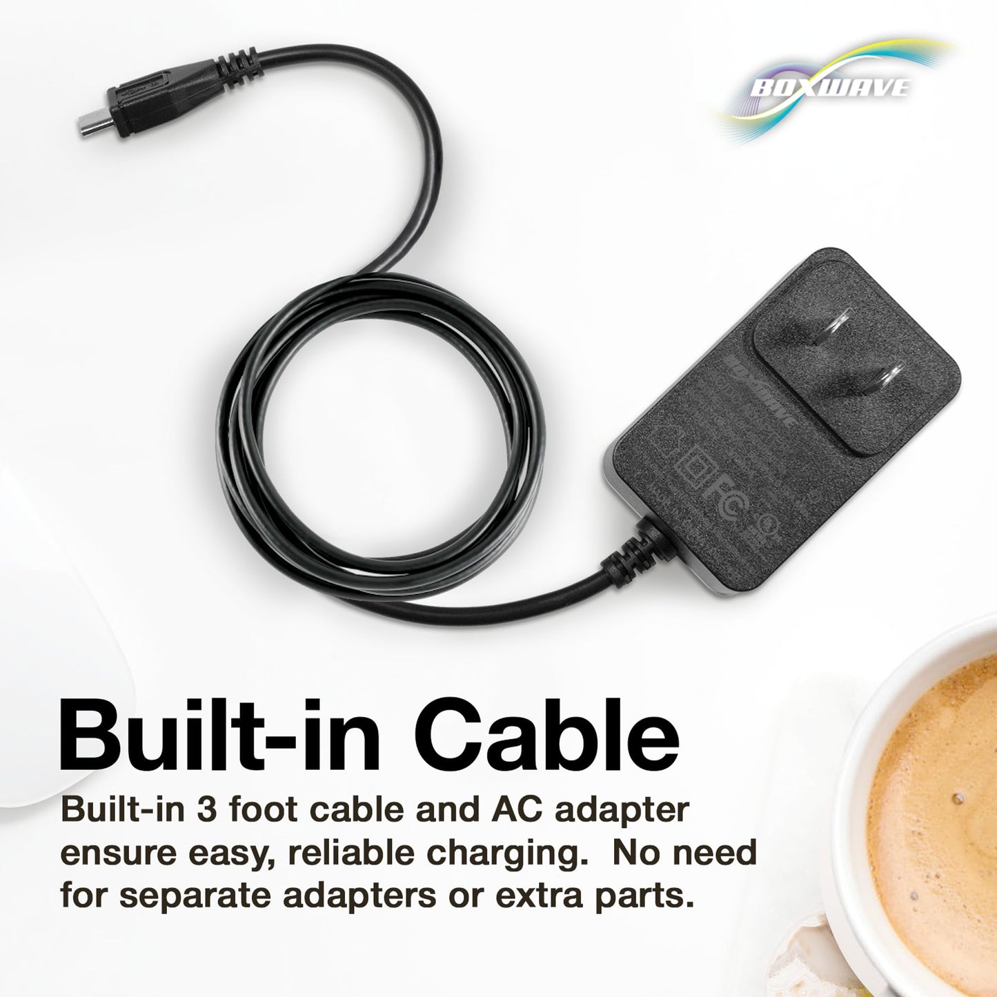 BoxWave Charger Compatible with AT&T Mobile Hotspot MiFi 2372 - Wall Charger Direct (15W), Rapid Charge Your Device with Built-in 3ft Cable