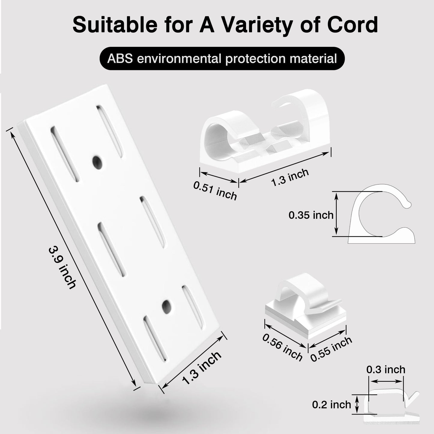 Adhesive Punch-Free Socket Holder, 10Pcs Power Stirp Holder and 40Pcs Cable Clips Kit, Self-Adhesive Power Strip Holder Wall Mount-Space-Saving