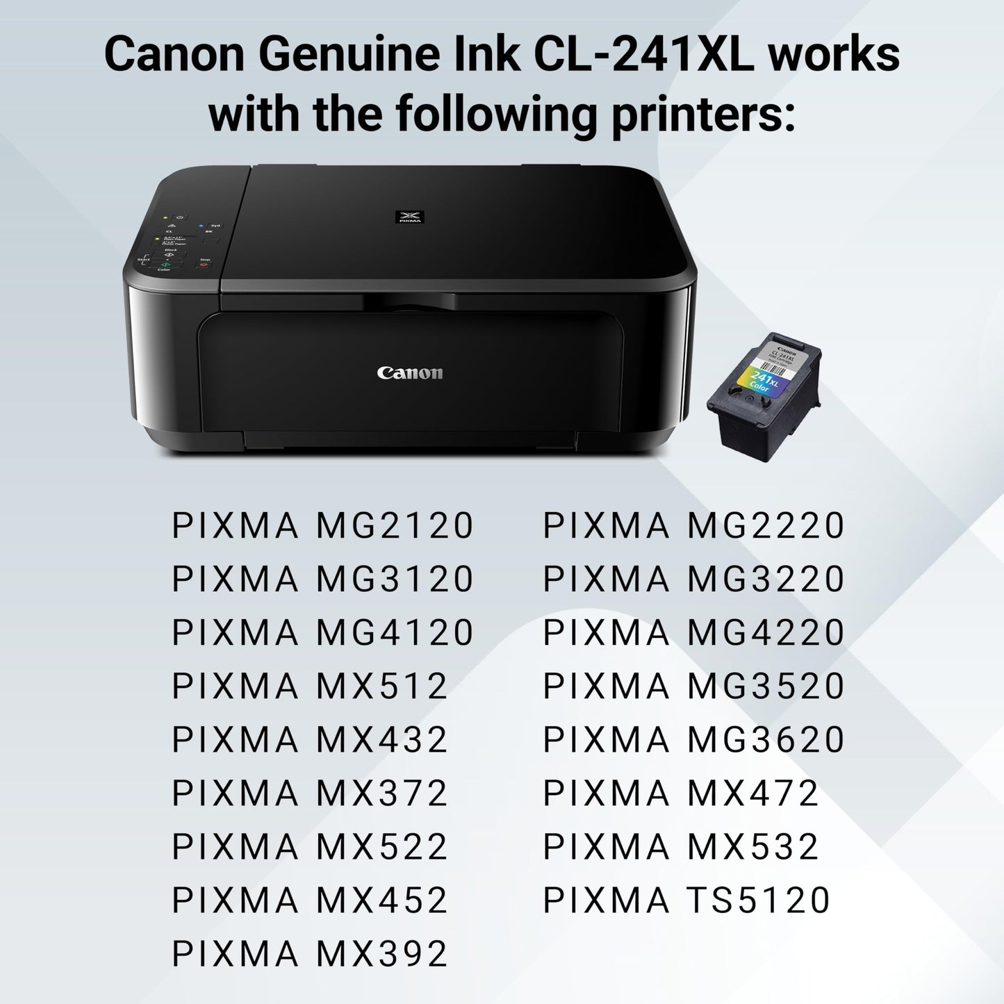 Canon CL-241 XL Genuine Color Ink Cartridge, Compatible with MG2120/3120/4120, MX512/432/472/372/392/522/532/452, MG2220/3220/4220/3520/3620, TS5120