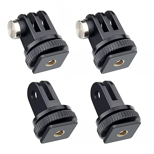 GEPULY 4 Pack Cold Shoe Mount Adapters,1/4" Thread Hole Cold Shoe Bracket,for GoPro Hero 13 12 11 10 9 8 7 6 5 4, Action Cameras DSLR Camera Cage