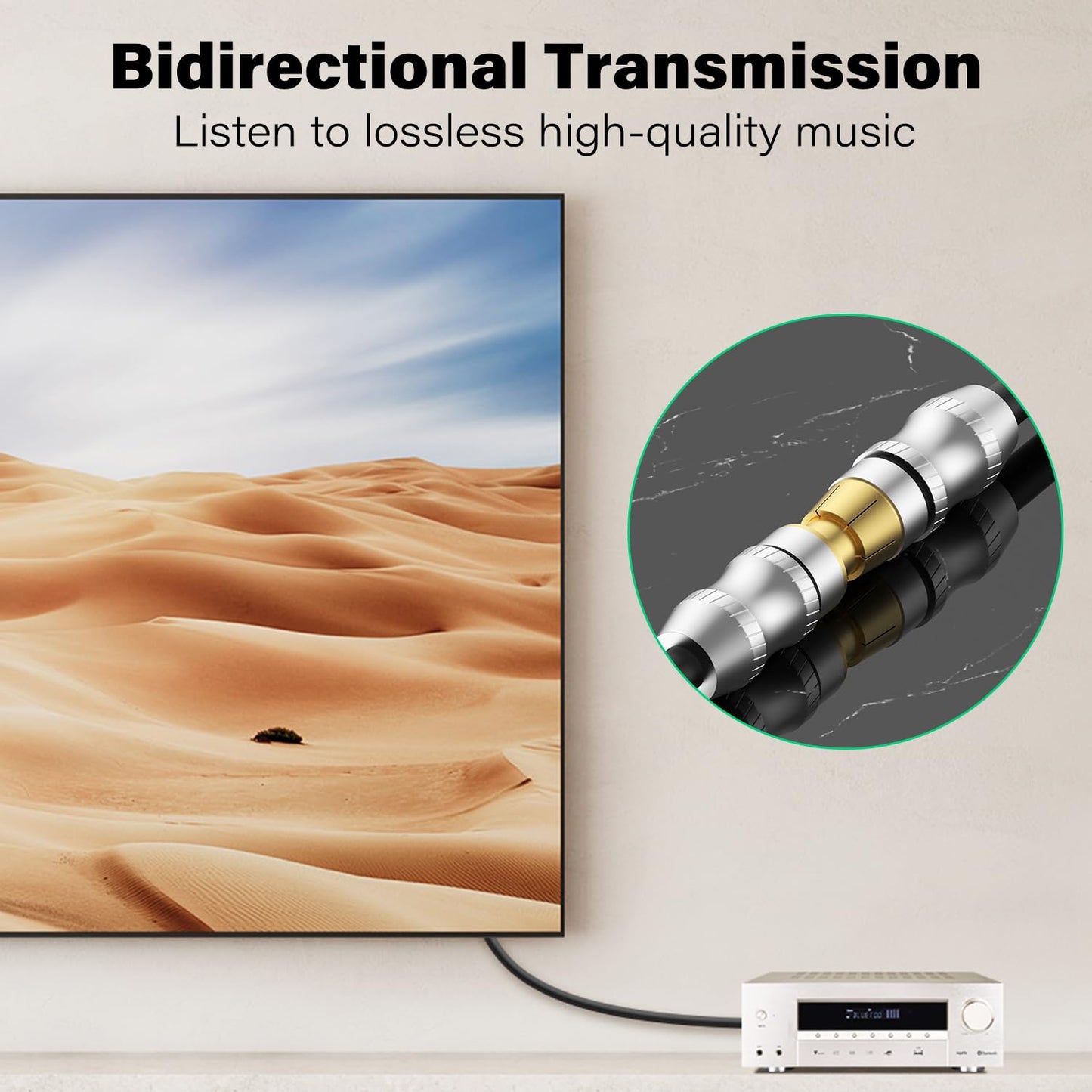 J&D Phono Splitter Cable, RCA Female to Dual Male Short Y Adapter, Gold Plated Stereo Audio Splitter Cord for Amplifier, Subwoofer, Home Theater, 1