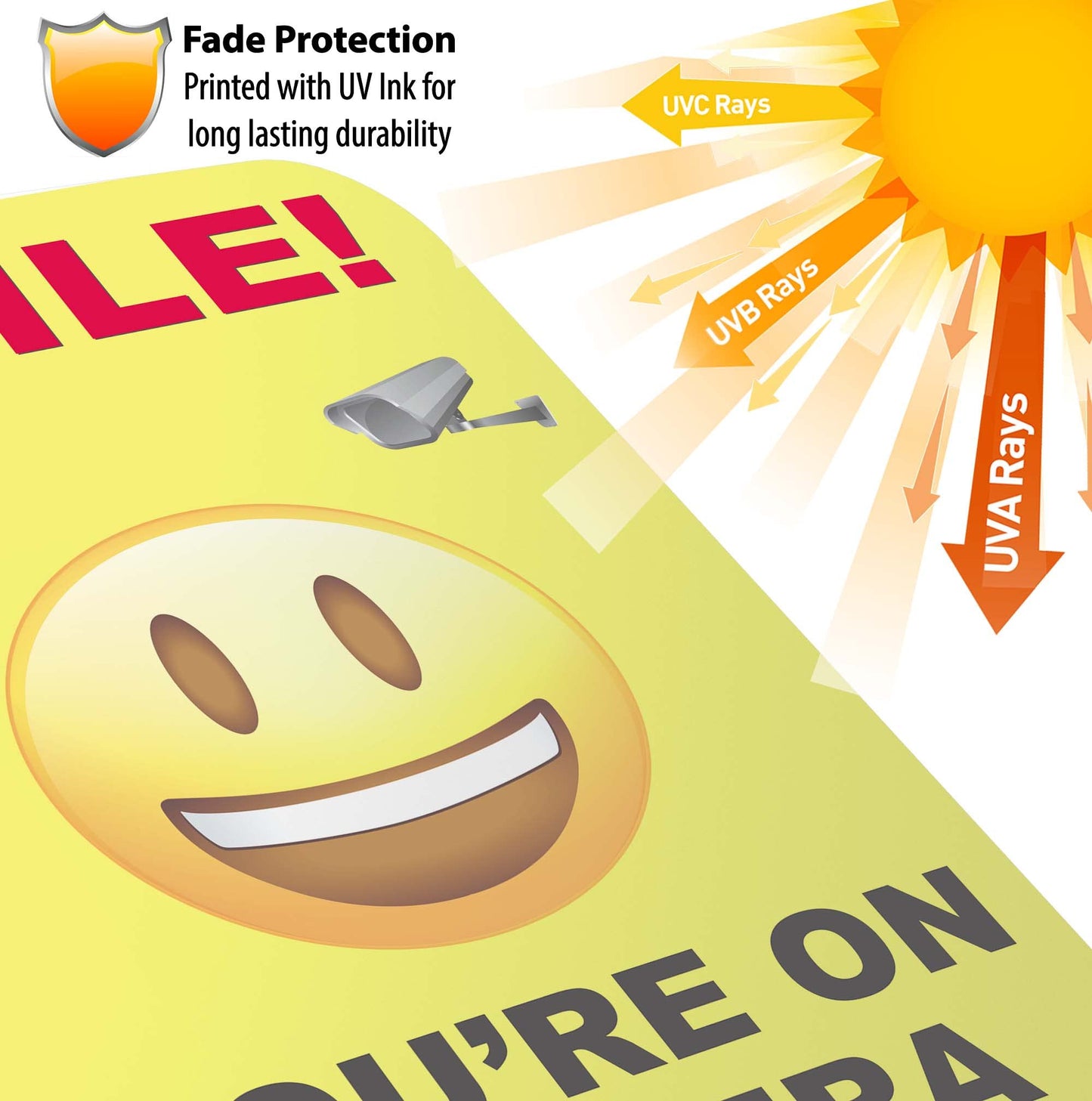 Smile You're on Camera Video Surveillance Security Sign 9" x 12" PVC Warning Signs for Property Home Security Signs for House, Home Business, Camera