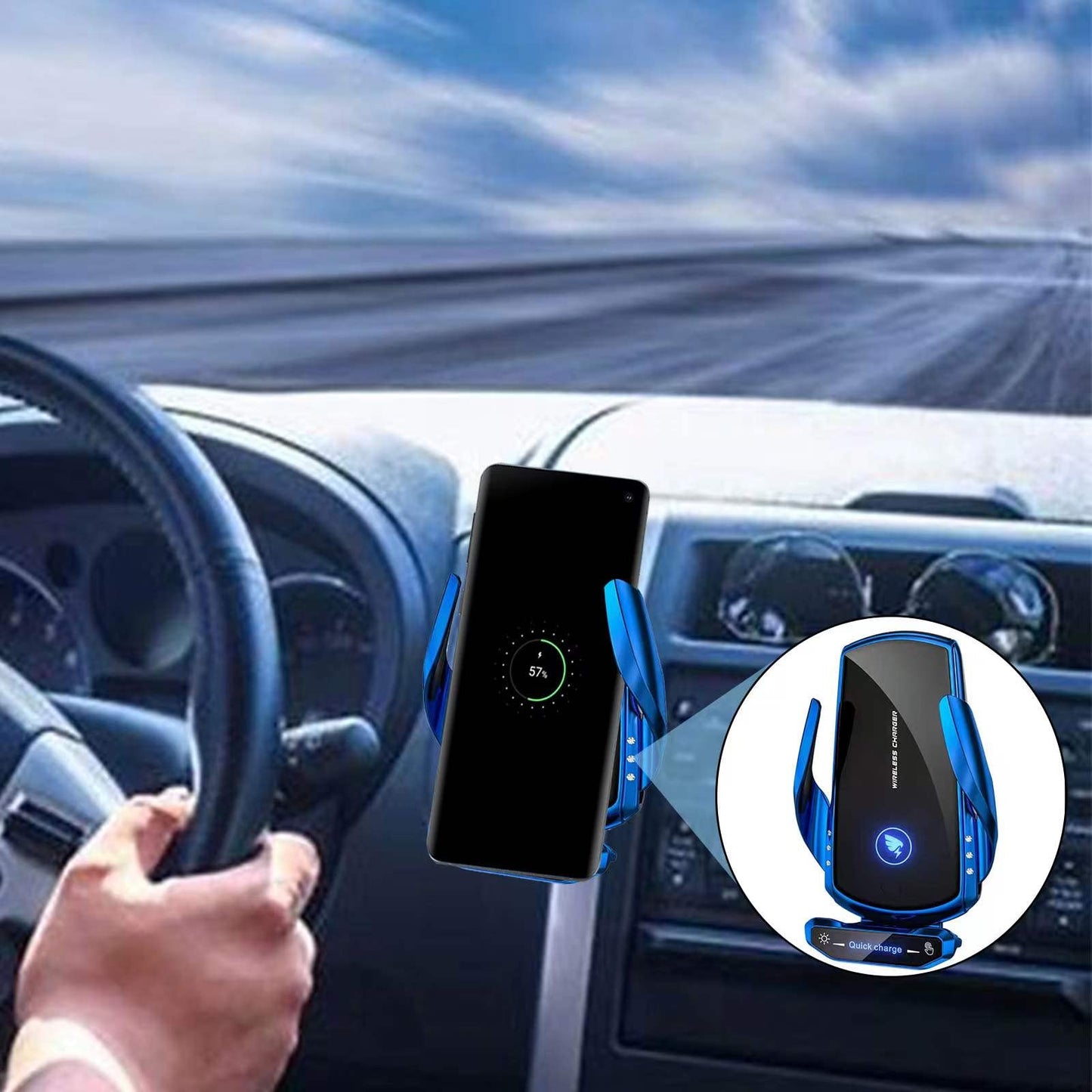 Wireless Car Charger Mount Automotive Electric Induction 15W Fast Charging Auto Clamping Car Phone Holder Mount Wireless Charging Mount Air Vent Phone