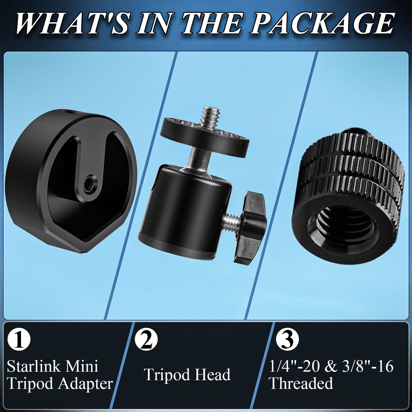 TRSAIM Starlink Mini Tripod Adapter,Premium Aluminum Alloy Mount, 1/4"-20 & 3/8"-16 Threaded, Compatible with Starlink Mini, Supports Tripod, Clamp