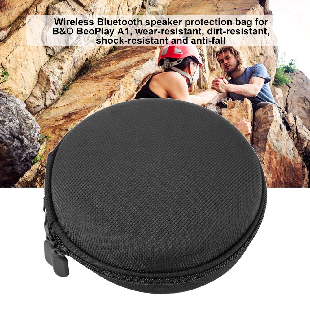 Bluetooth Speaker Bag Portable Full Bluetooth Speaker Storage Bag Case for A1with Carabiner for Transportation, Travelling, Outdoor Activities Black