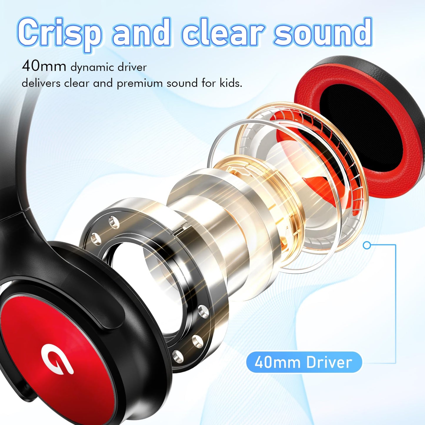 ADOOPE Kids Headphones with Safe 85dB/94dB Volume Limiter for Teen and Boys, Foldable HD Stereo Sound Headset for Kindle Kids/fire…