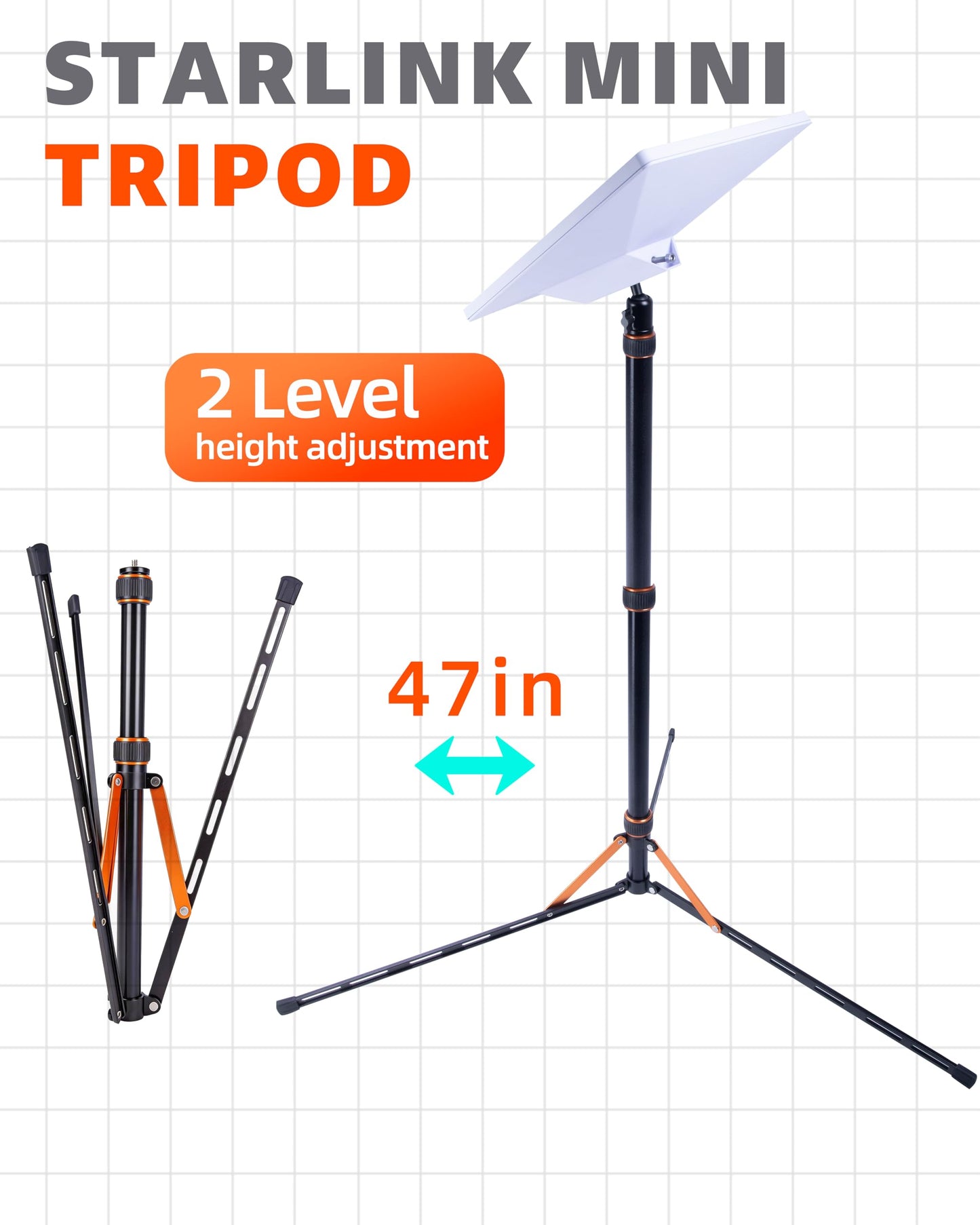 Starlink Mini Tripod, Suitable for Starlink Mini, Aluminum Alloy, 360° Swivel Head, Star Link Mini Tripod Stand with Adapter