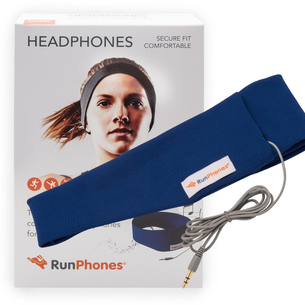 RunPhones Classic Exercise Headphones | Ideal for All Workouts | Precise Sound, Slim Speakers in a Moisture-Wicking Headband | (Royal Blue, S)