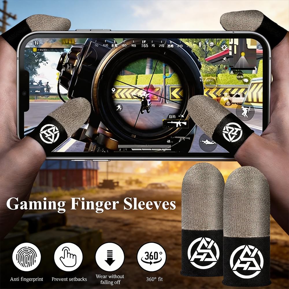 PXIRQ 10-Pack Pro Gaming Finger Sleeves: 0.3mm Silver Fiber, Ultra-Thin, Anti-Sweat & Breathable Thumb Cover Gloves for PUBG/Fortnite/COD - Fits All