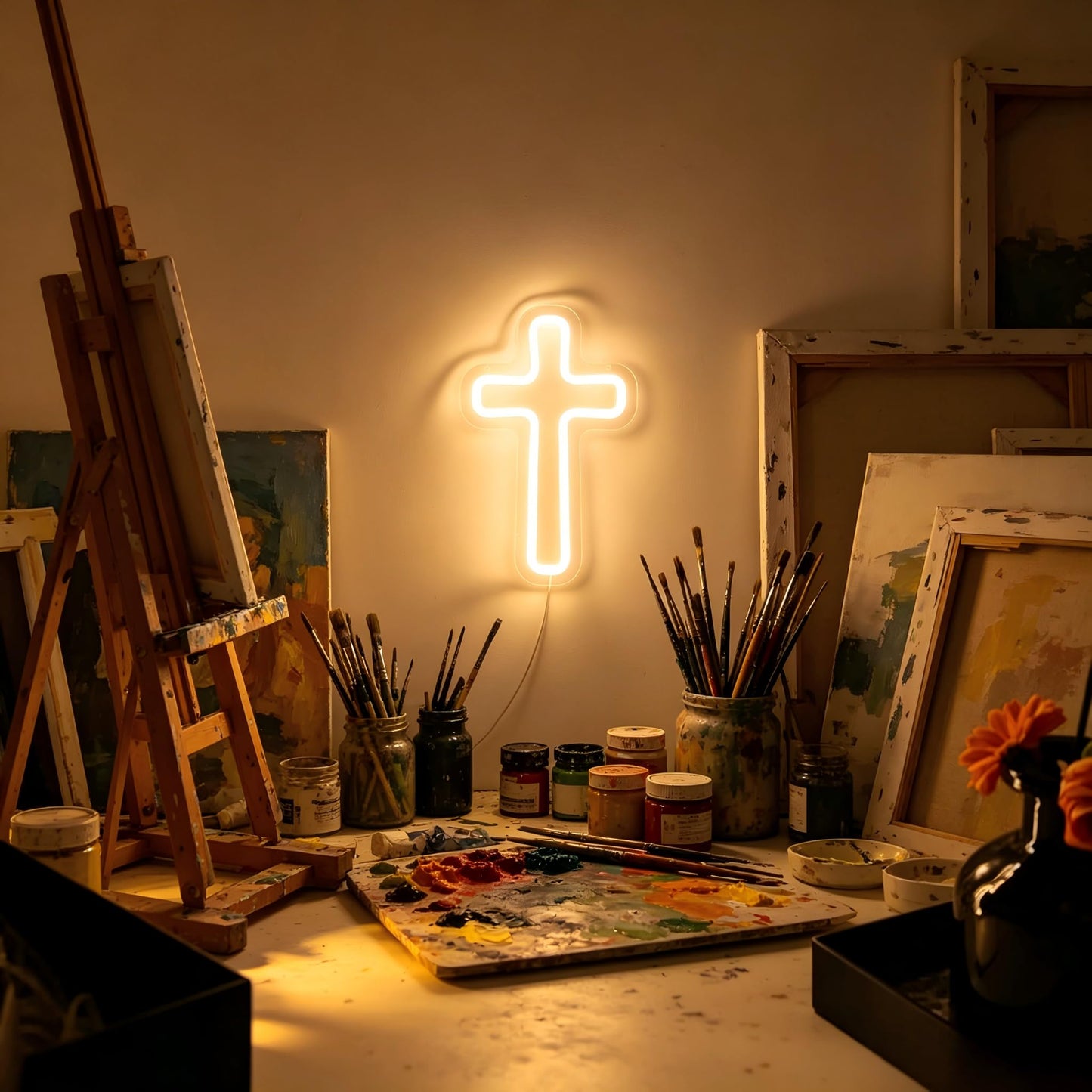 Neonawall Cross Neon Sign for Wall Decor Light Up Letters Religious Led Sign Birthday Party Gifts Led Decorative Night Signs Room Decor Christmas Gift