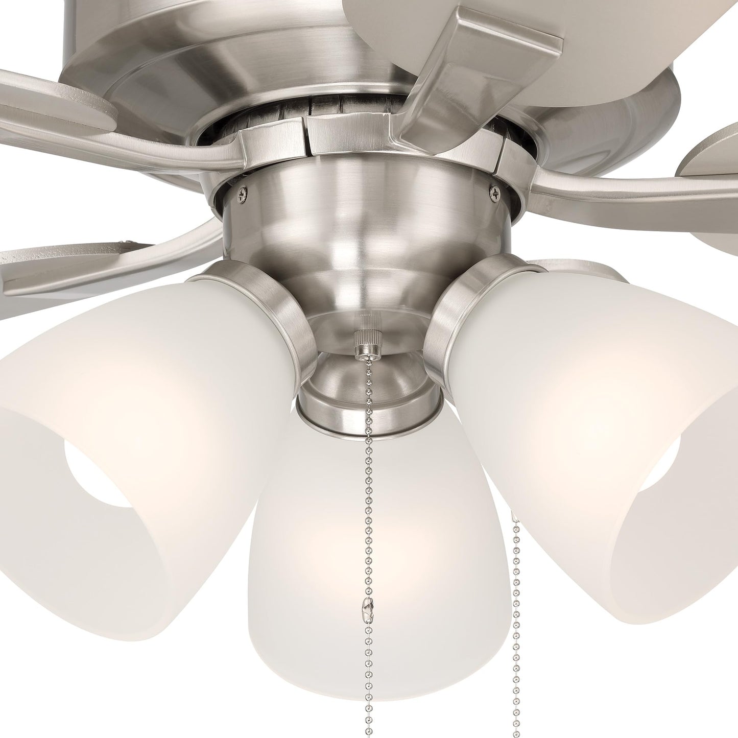 DESIGNERS FOUNTAIN Stellant II Ceiling Fan with Lights, 52 inch LED 3000K Indoor Outdoor 5-Blades Fan, Pull Chain, Brushed Nickel, FP-STL52B30A-BN