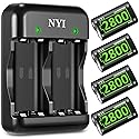 NYI 6720mWh Rechargeable Battery Kit for Xbox Series S/X and One S/X/Elite - 4X High Power NI-MH Batteries With Fast Charging Charger