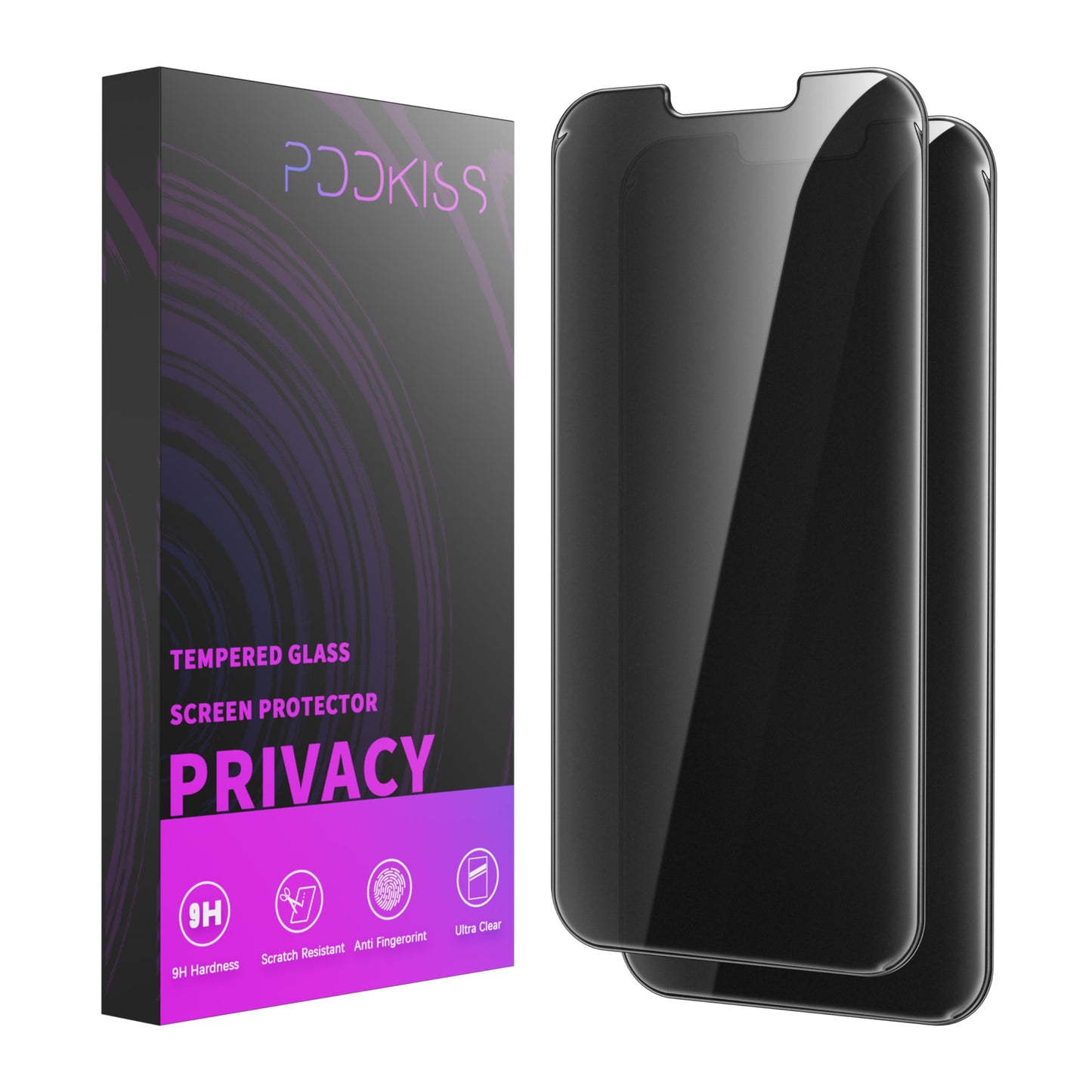 PDDKISS 2 Pack Privacy Screen Protector for iPhone 13/iPhone 13 Pro (2021) /iPhone 14 (2022) 6.1 inch Black Anti Spy Tempered Glass