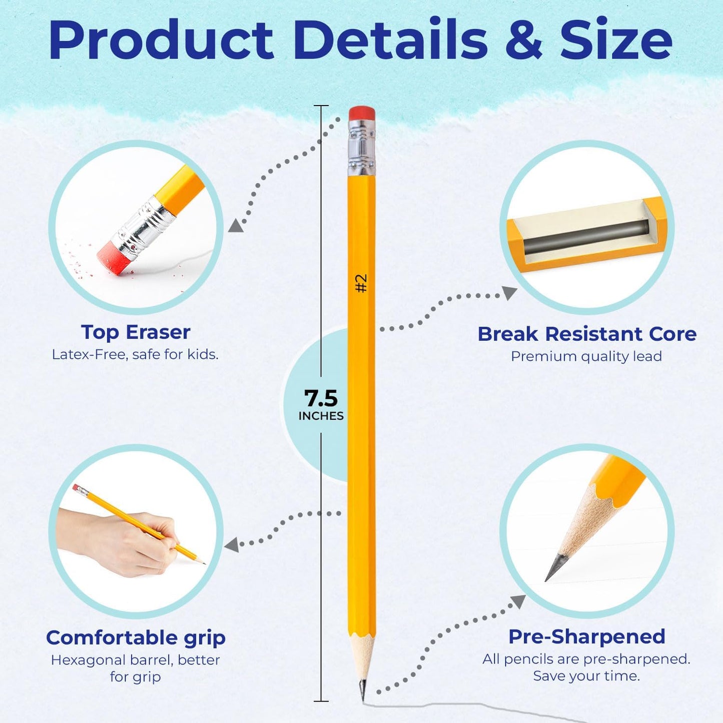 Rosmonde Pencils Bulk, 600 Pack, Pre Sharpened #2, Bulk Yellow Pencils