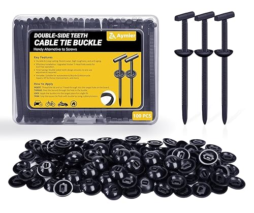 Upgraded Nylon Universal Cable Tie Buckles - Nylon Zip Ties Holders Kit, Automotive Zipper Clips Self-Locking T Rivet Zipties for Car Fender Trunk