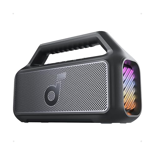 Soundcore Boom 2 Outdoor Speaker, 80W, Subwoofer, BassUp 2.0, 24H Playtime, IPX7 Waterproof, Floatable, RGB Lights, USB-C, Custom EQ, Bluetooth 5.3