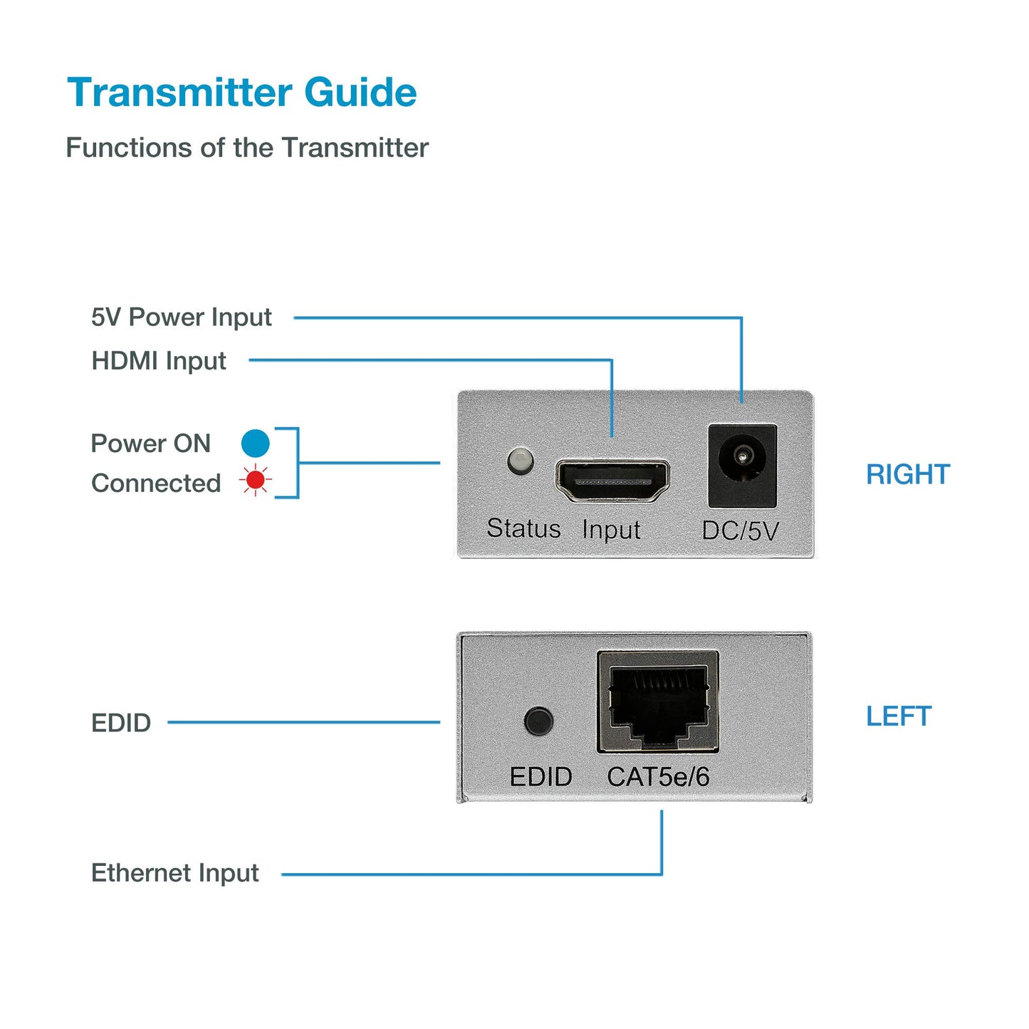 Expert Connect ET4K100M 4K@30Hz HDMI 1.4 Extender Over Cat5e/Cat6/Cat7 - 330 ft (100 m), HDCP 1.4, with Loop-Out, IR Pass-Through & Surge Protection