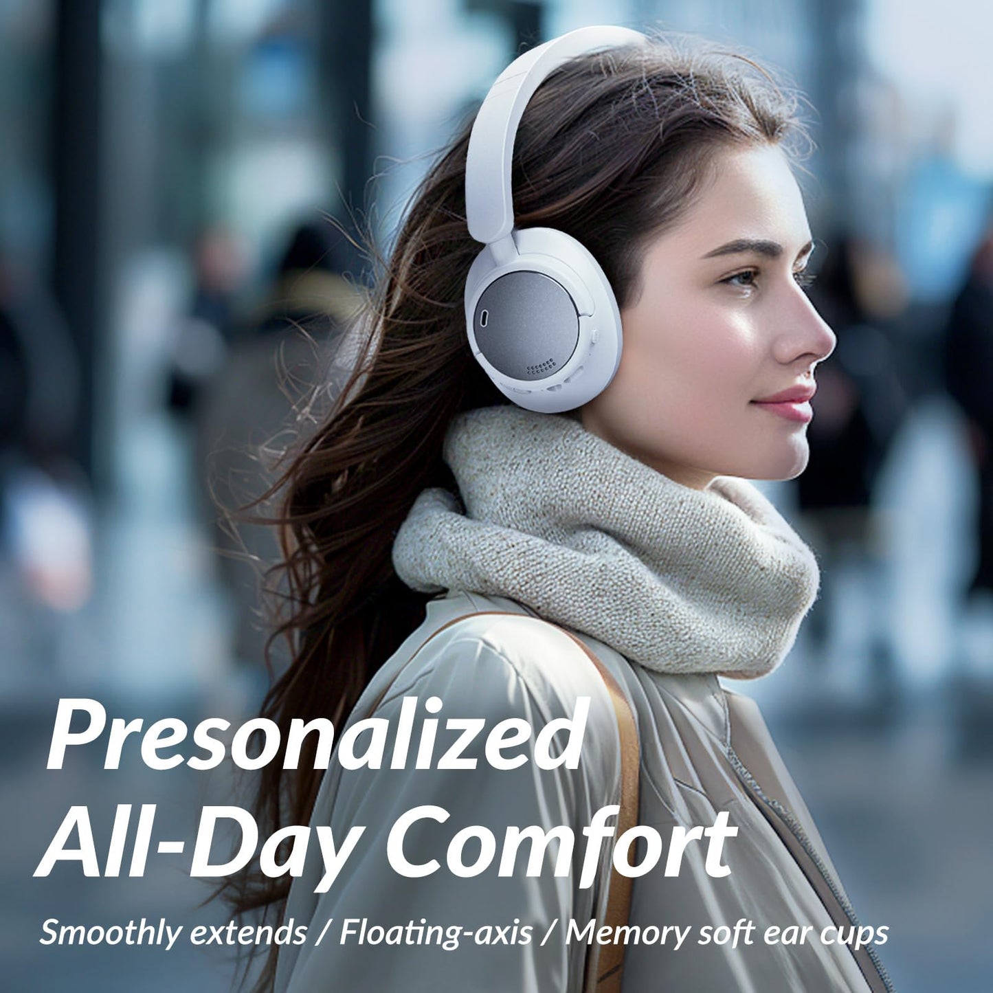 TONEMAC H7Pro Bluetooth Headphones with -45dB Hybrid Active Noise Cancelling, 80H Playtime Wireless Over-Ear Headphones, Immersive Deep Bass Stereo…