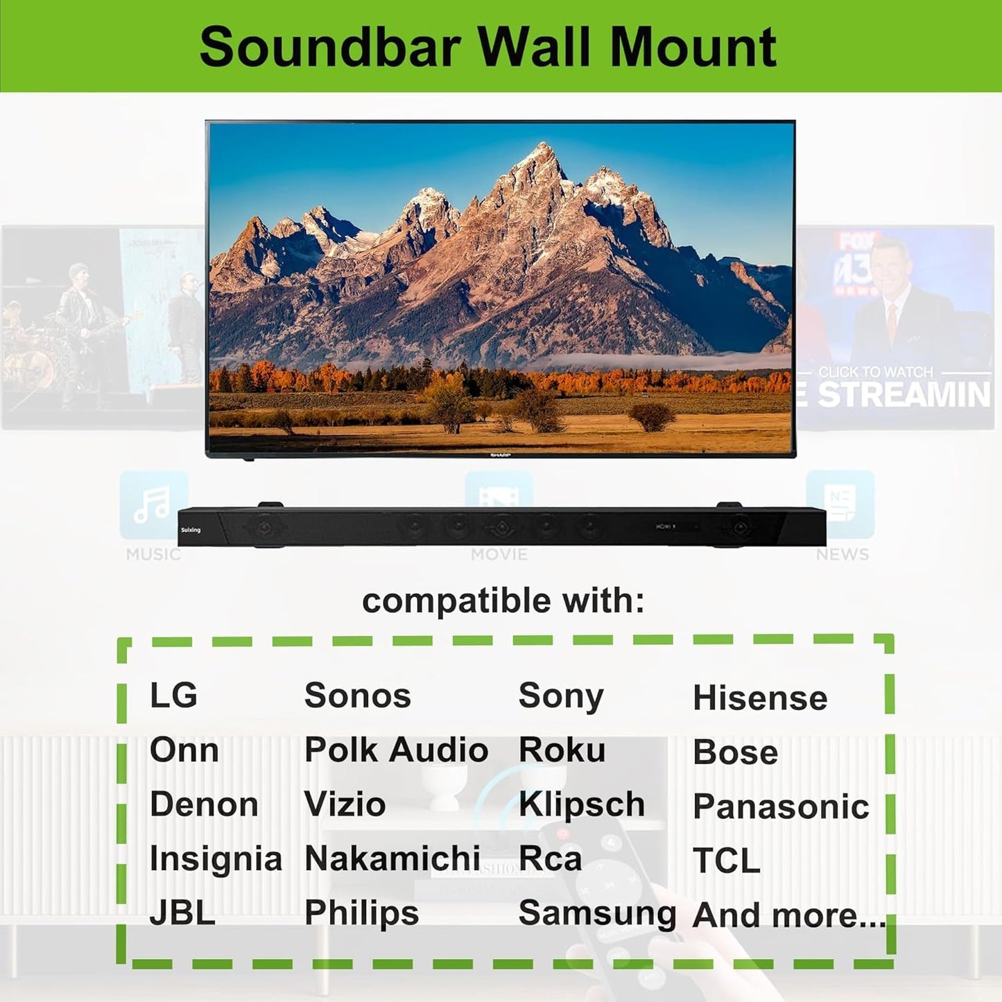 Audio Slide Rail Length Adjustable Echo Wall Long Sound Wall Frame Wall Mount Bracket for LG Samsung Sony Home Theater Adjustable Wide Version of The